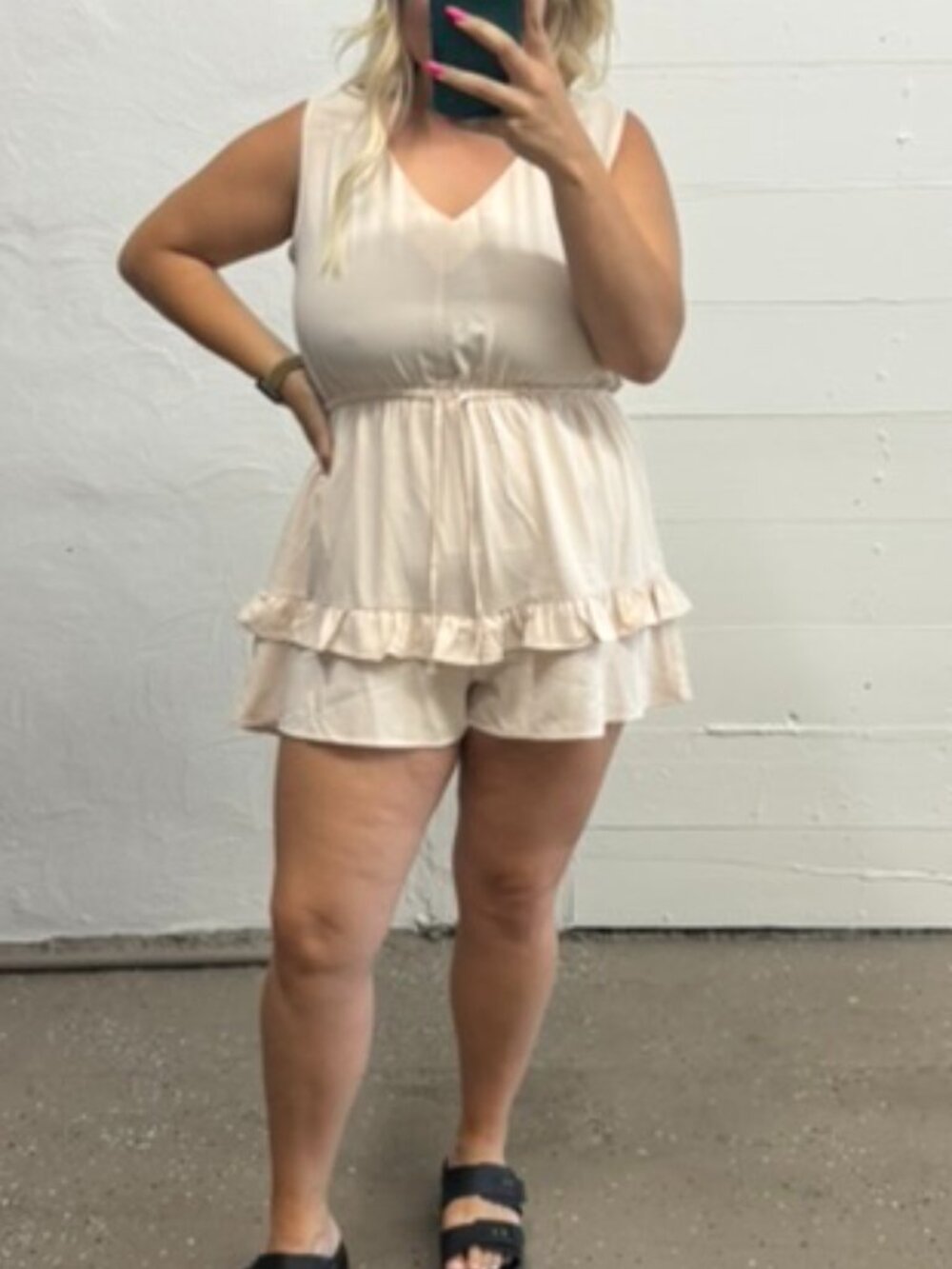 Cream Ruffle Romper Large